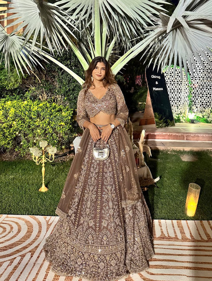 Tremendous light peach Crop top Lehenga Happy Customer