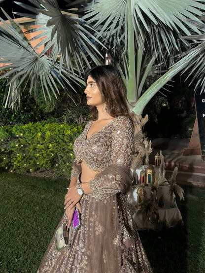 Tremendous light peach Crop top Lehenga Happy Customer