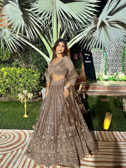 Tremendous light peach Crop top Lehenga Happy Customer