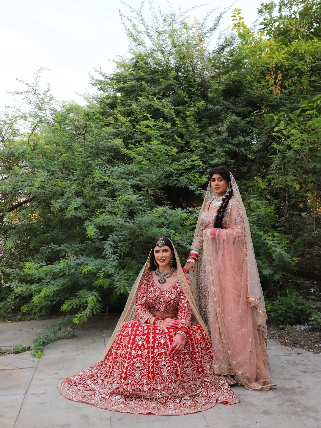 Designer red pink Crop top Lehenga