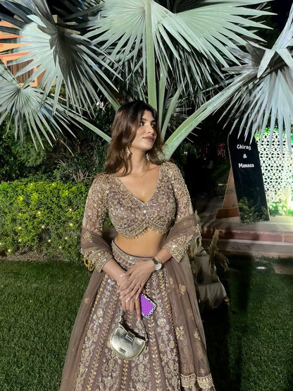 Tremendous light peach Crop top Lehenga Happy Customer