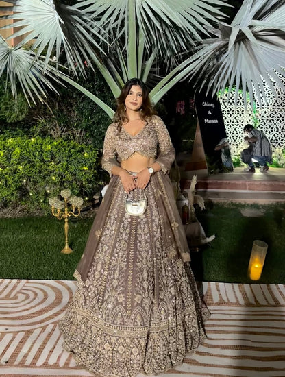 Tremendous light peach Crop top Lehenga Happy Customer