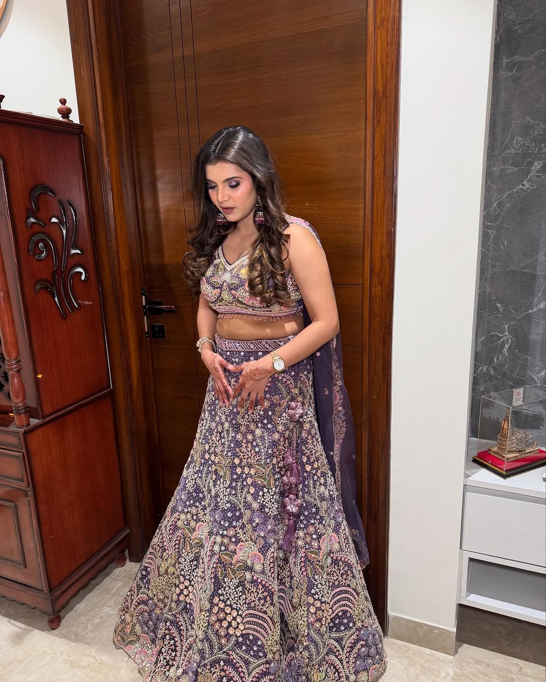 Blue Net Heavy Embroidered Multi-Color Sequins Zarkan Mirror Work Lehenga