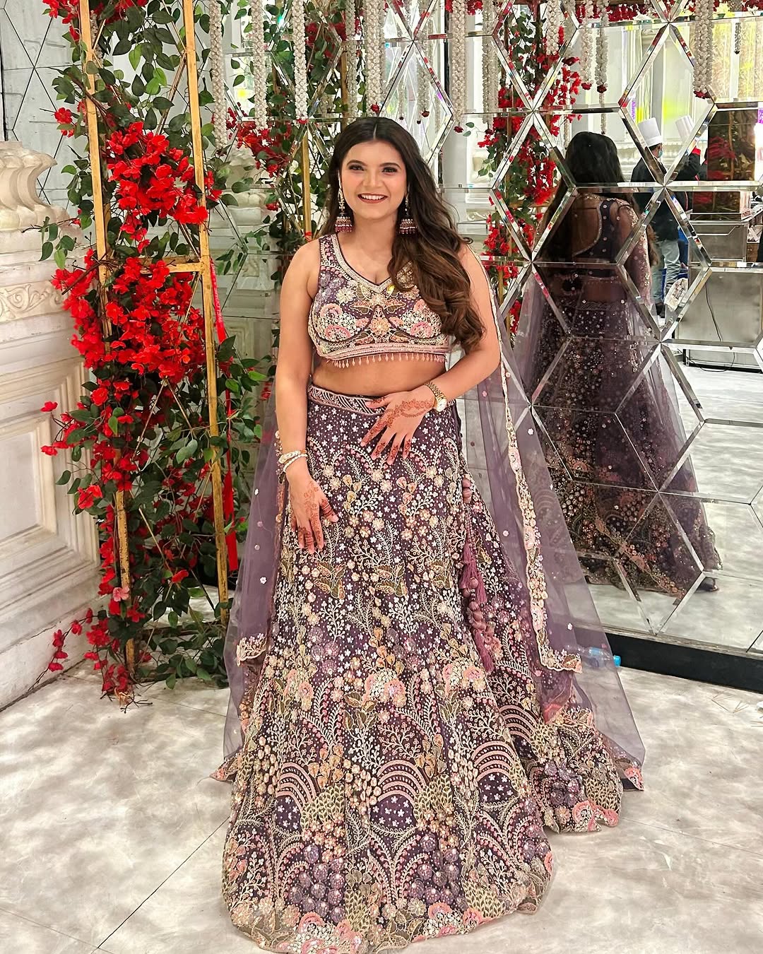 Blue Net Heavy Embroidered Multi-Color Sequins Zarkan Mirror Work Lehenga