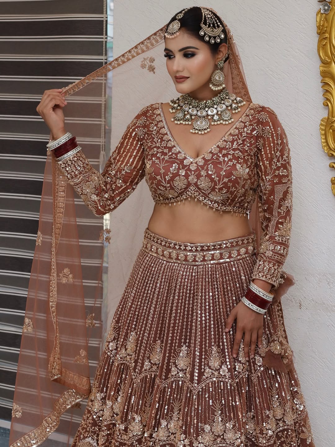 Designer Red crop top Lehenga Happy Customer