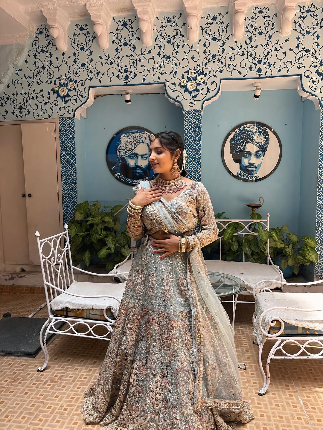 Something different Light pink peacock crop top Lehenga Happy Customer