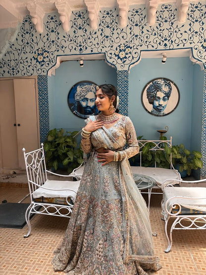 Something different Light pink peacock crop top Lehenga Happy Customer