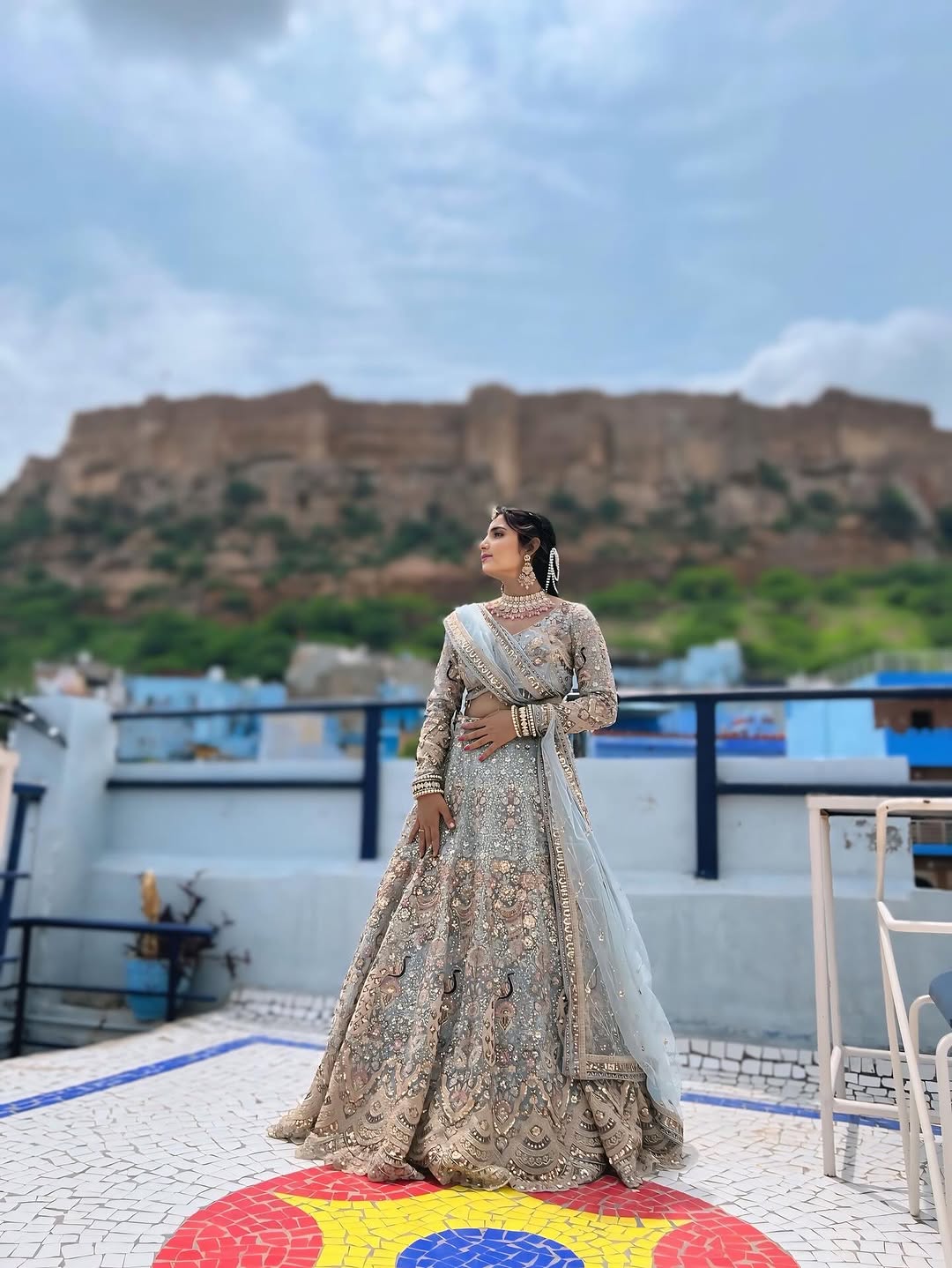 Something different Light pink peacock crop top Lehenga Happy Customer