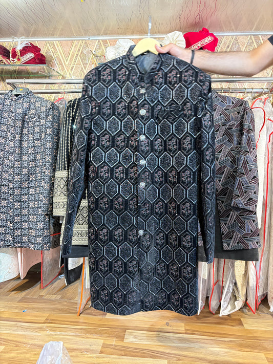 Black Jodhpuri indo western blazer kurta Sherwani