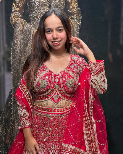 Something different Light pink peacock crop top Lehenga Happy Customer