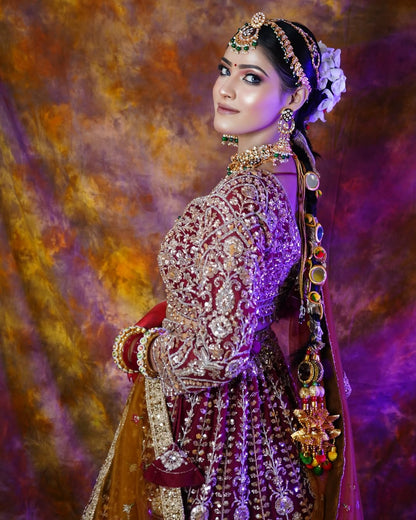 Eye catching Sky blue Crop top Lehenga Happy Customer