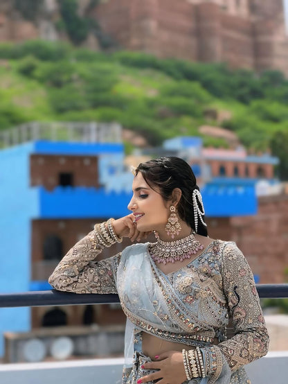 Something different Light pink peacock crop top Lehenga Happy Customer