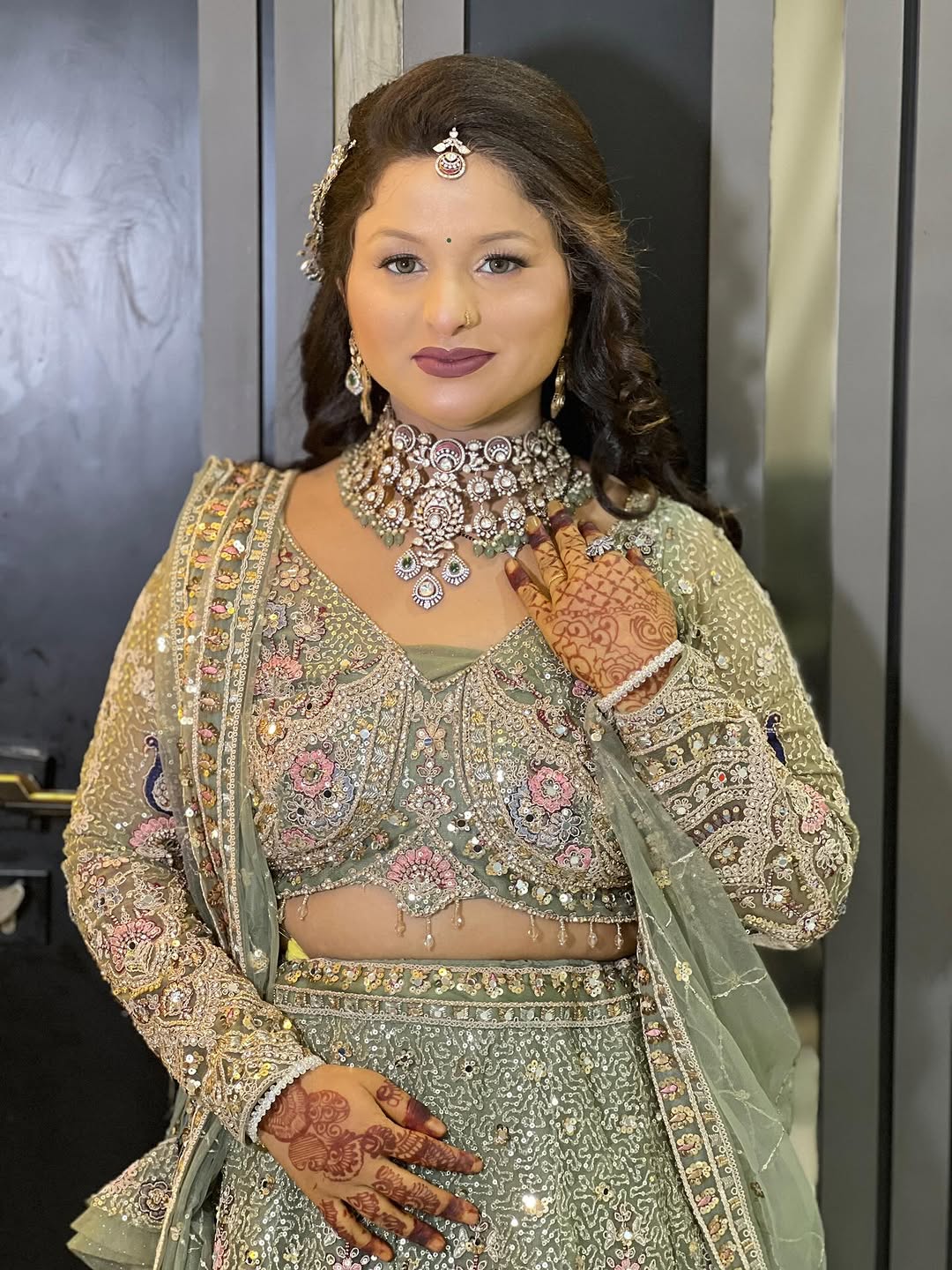 Something different Light pink peacock crop top Lehenga Happy Customer