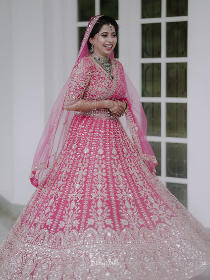 Eye catching Sky blue Crop top Lehenga Happy Customer