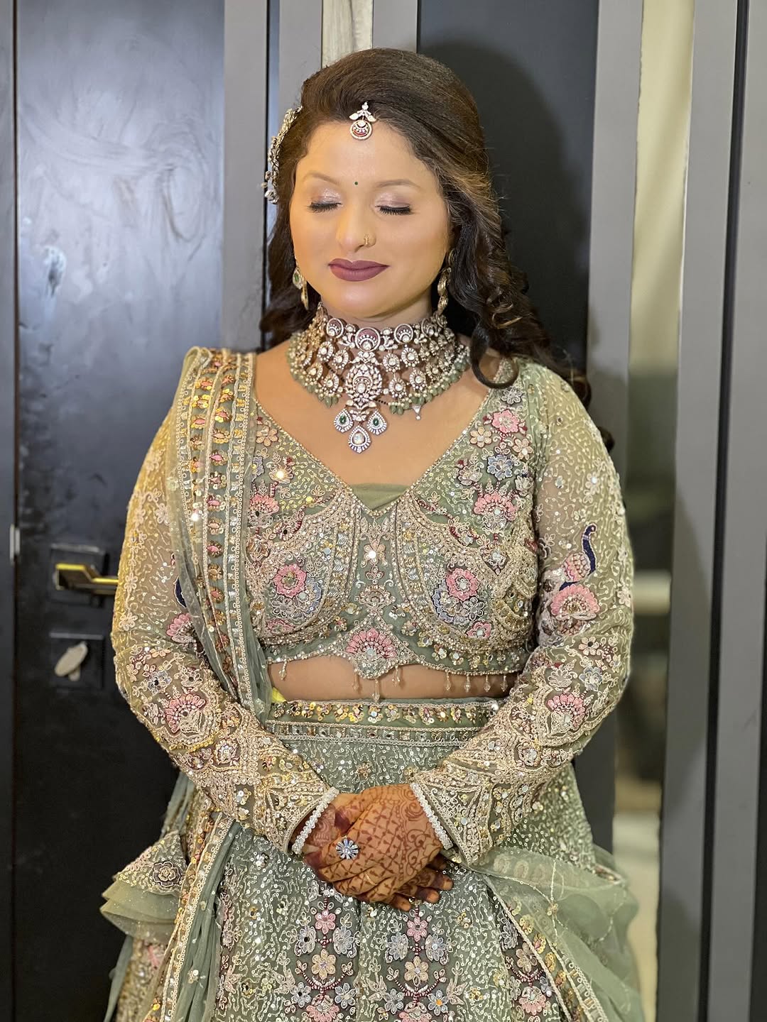 Something different Light pink peacock crop top Lehenga Happy Customer