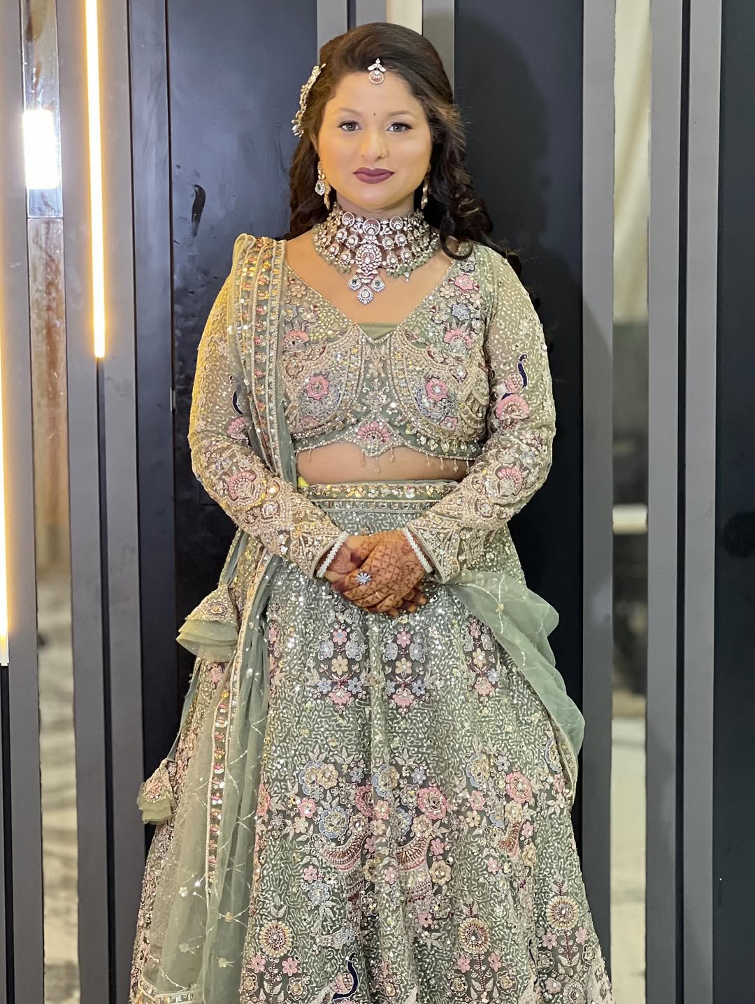 Something different Light pink peacock crop top Lehenga Happy Customer