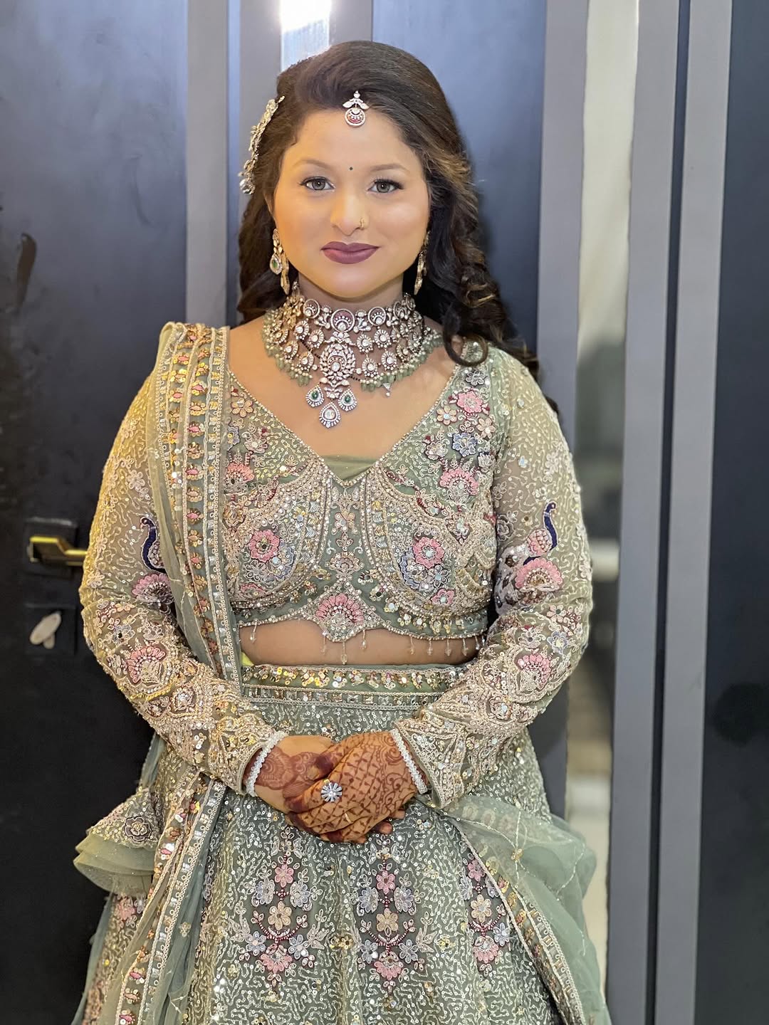 Something different Light pink peacock crop top Lehenga Happy Customer