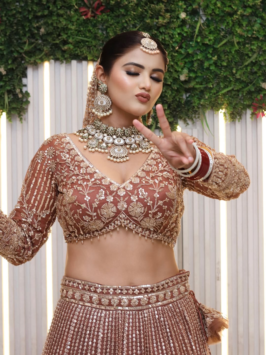 Designer Red crop top Lehenga Happy Customer