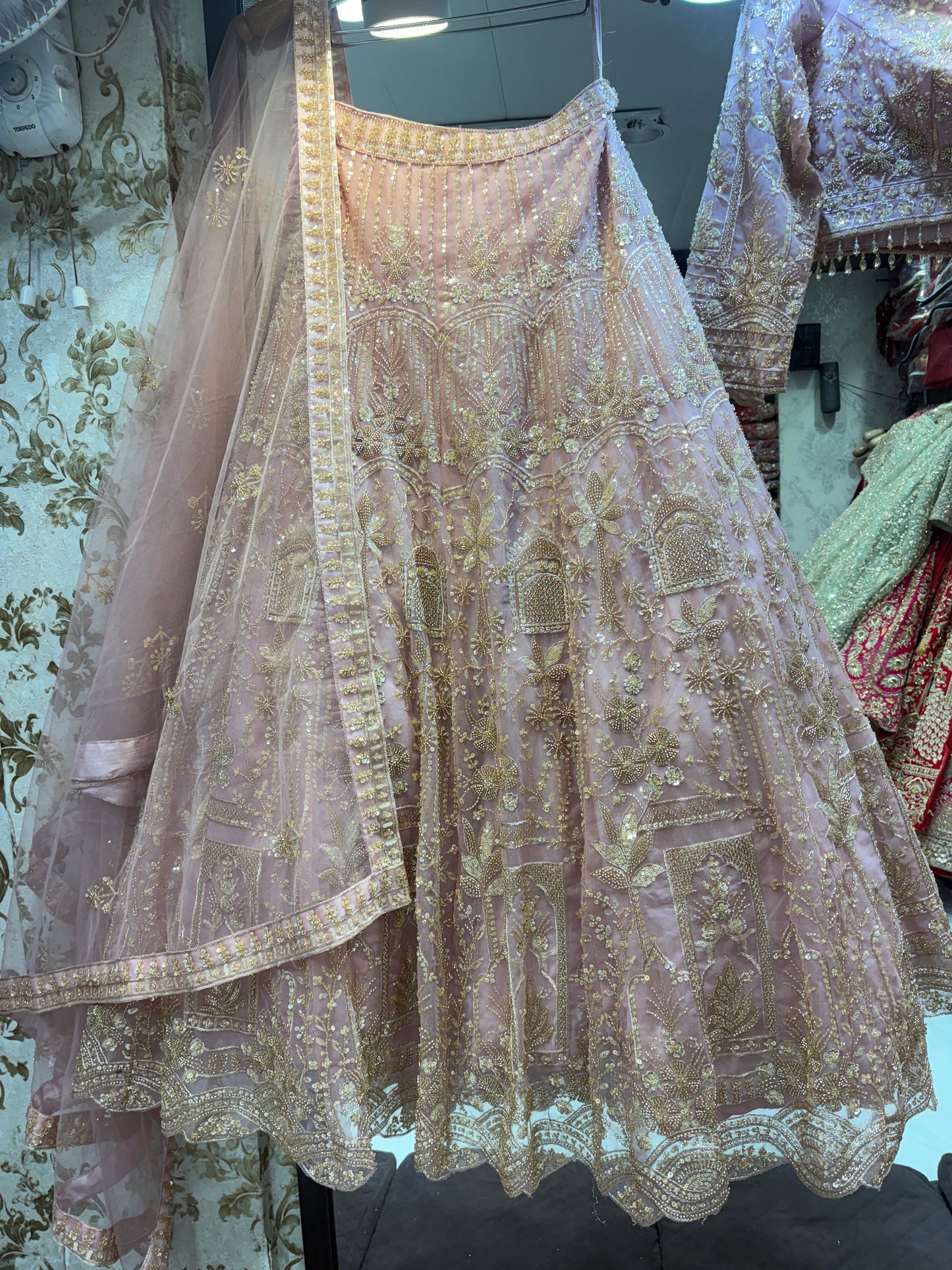 Awesome baby pink crop top Lehenga