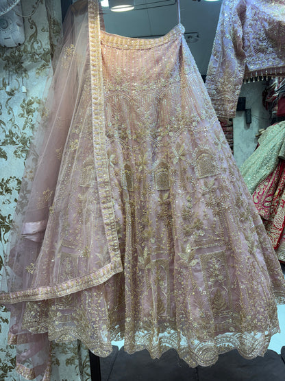 Awesome baby pink crop top Lehenga