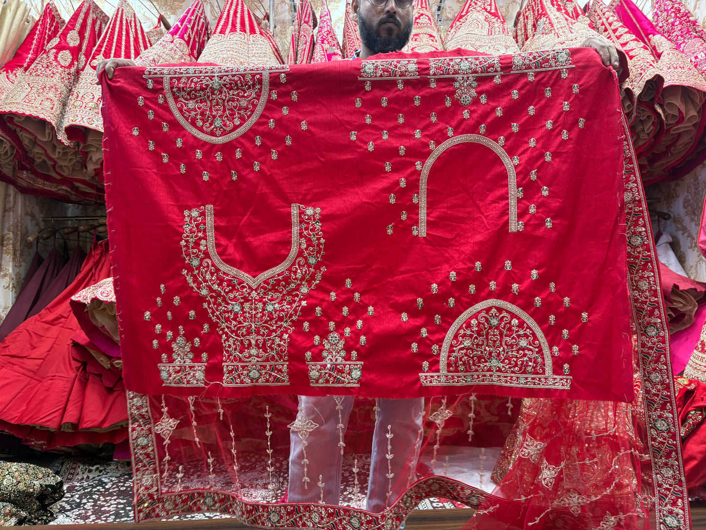 Lavishing red peacock bridal Lehenga