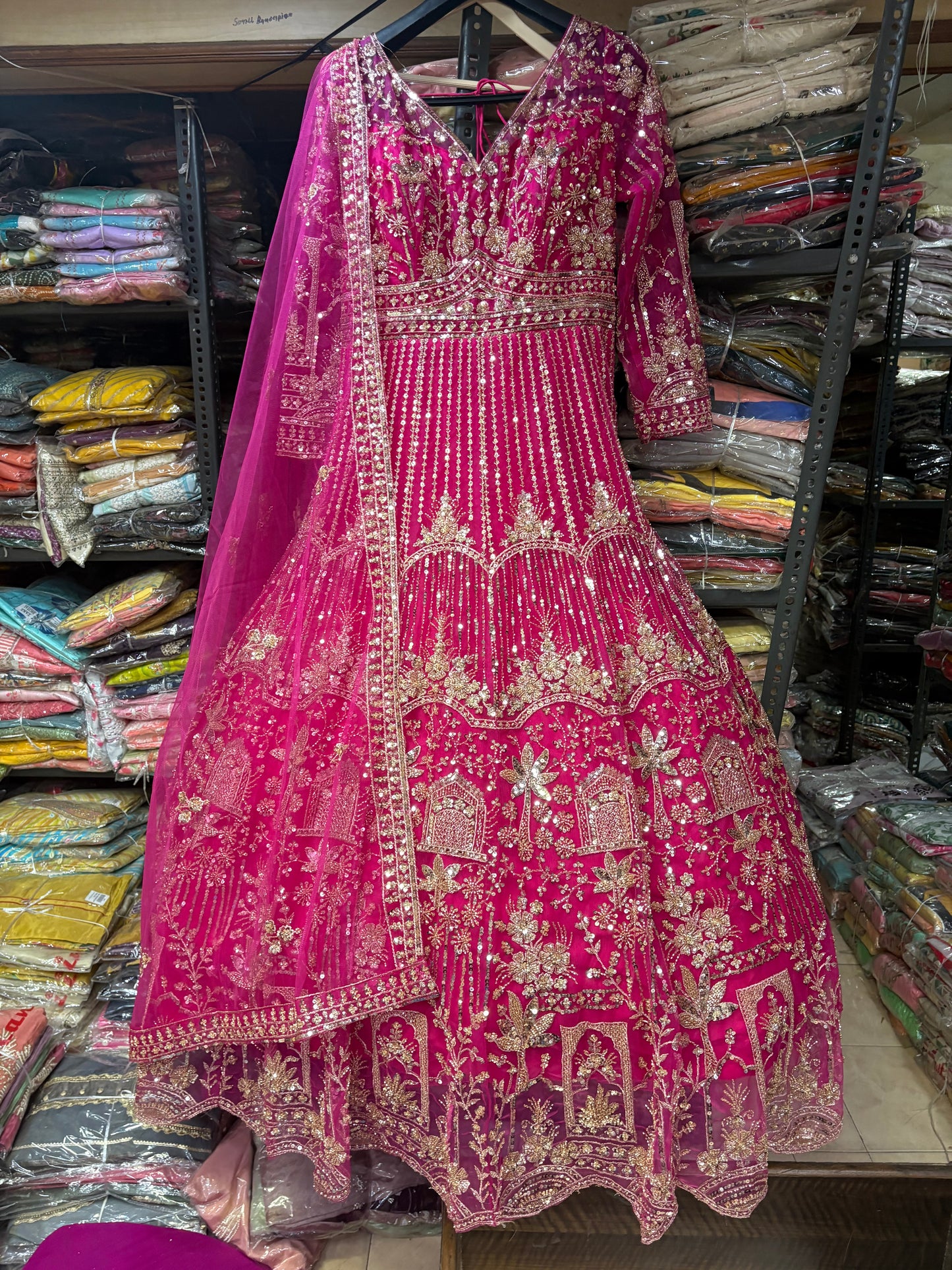 Khoobsurat Hot pink Farshi garara muslim Bride Special Dress