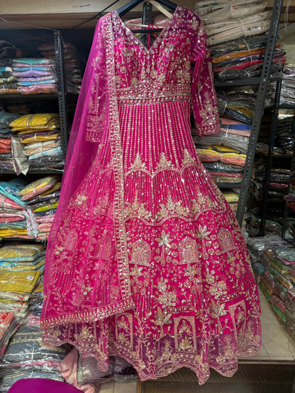 Khoobsurat Hot pink Farshi garara muslim Bride Special Dress