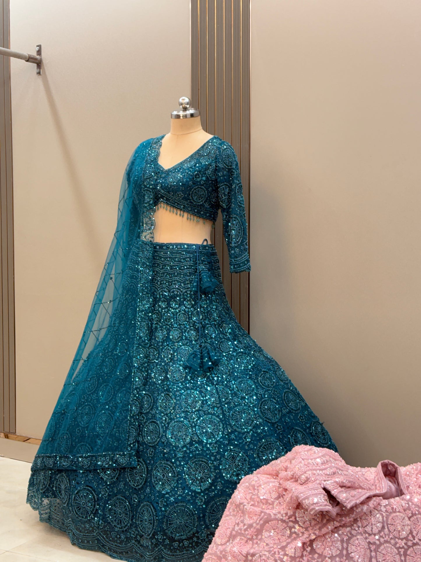 Gorgeous Cherry red on red Monotone Crop top Lehenga