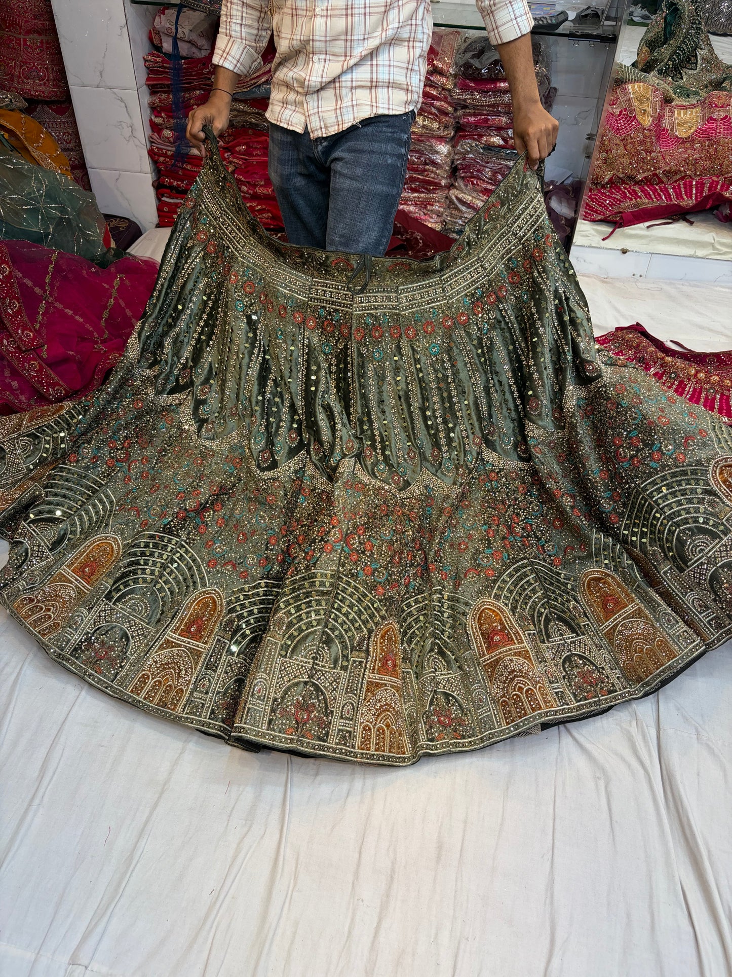 Heavy Jhumka Blue Lehenga