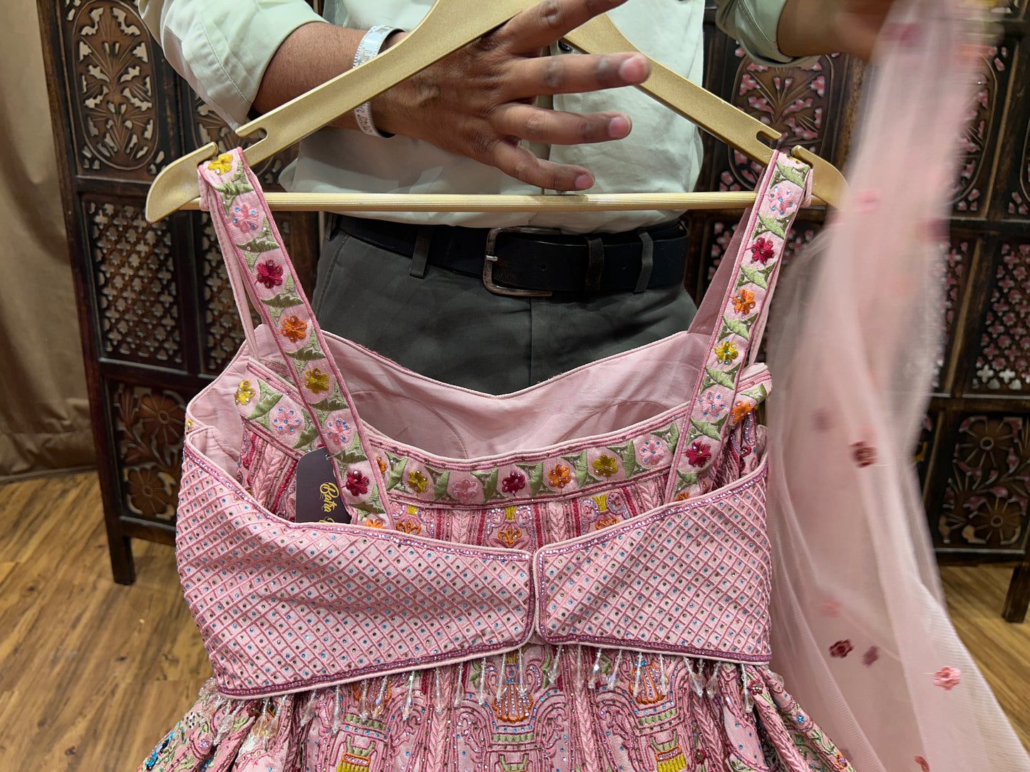 Amazing pink peacock crop top Lehenga