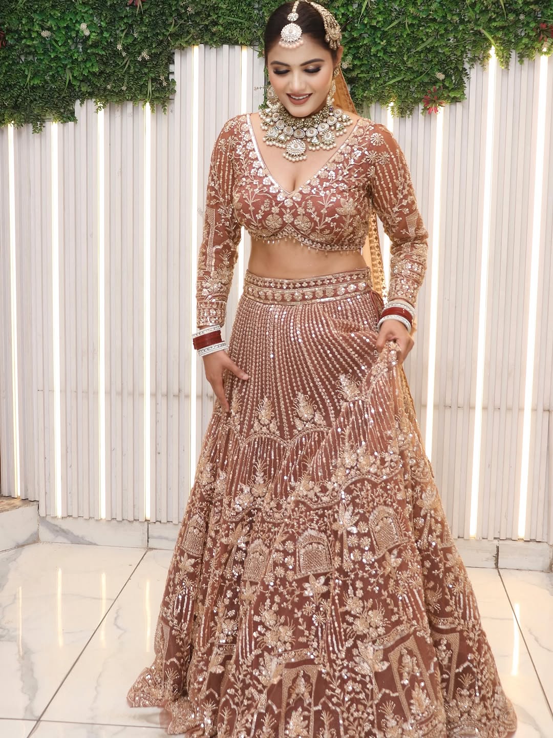 Designer Red crop top Lehenga Happy Customer