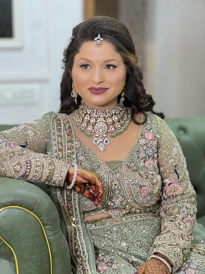 Something different Light pink peacock crop top Lehenga Happy Customer