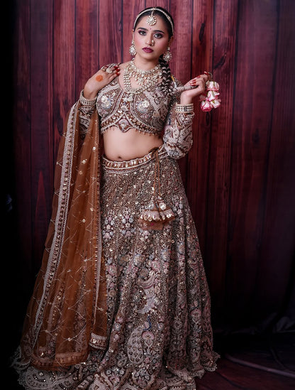 Something different Light pink peacock crop top Lehenga Happy Customer