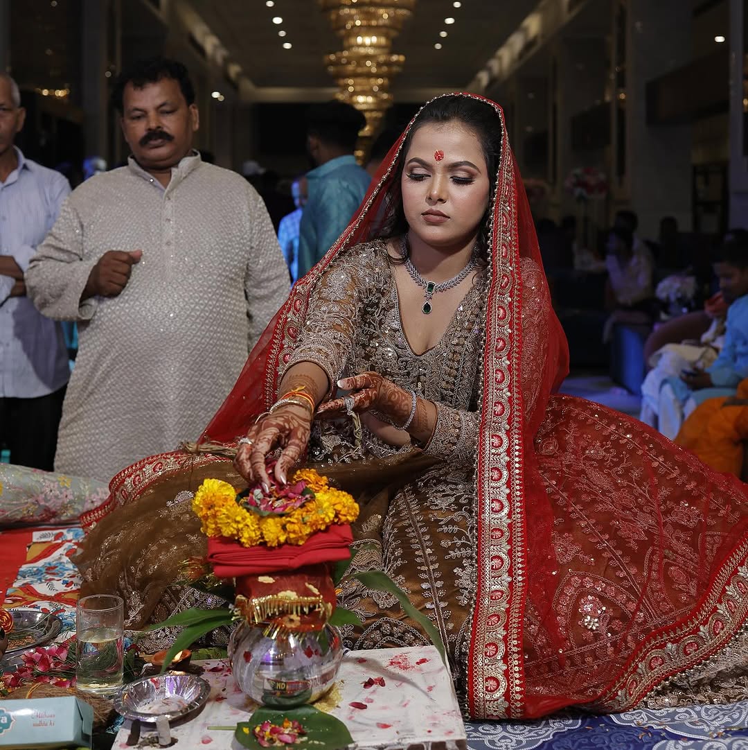 Tremendous light peach Crop top Lehenga Happy Customer