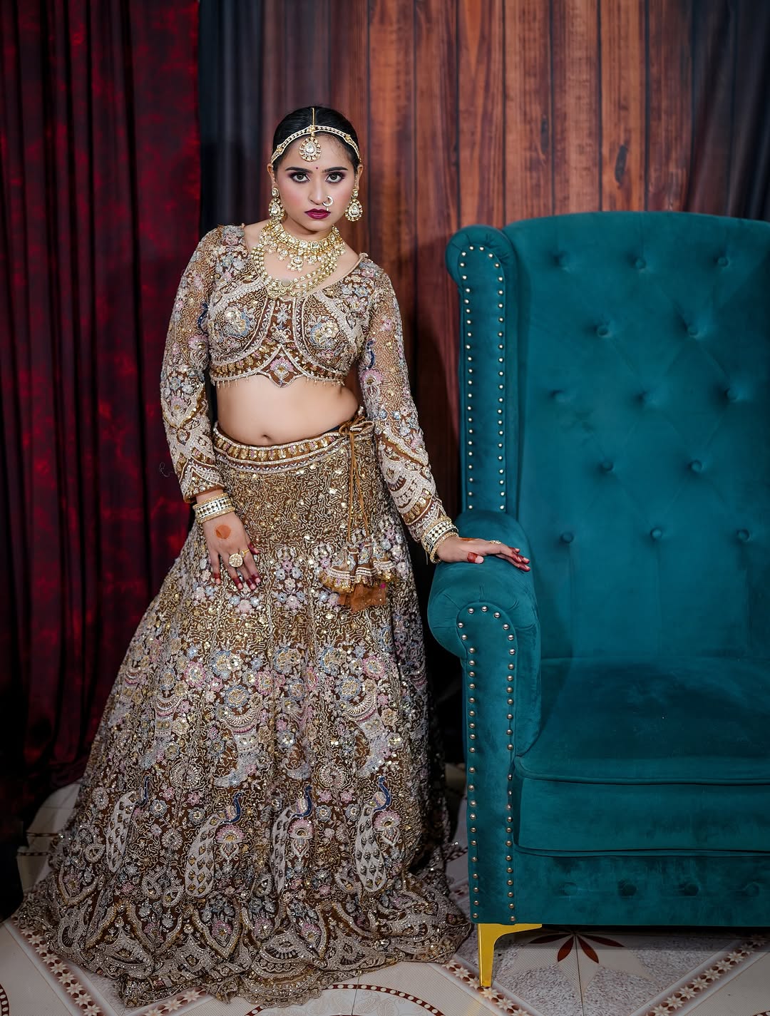 Something different Light pink peacock crop top Lehenga Happy Customer