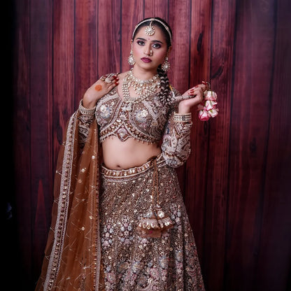 Something different Light pink peacock crop top Lehenga Happy Customer