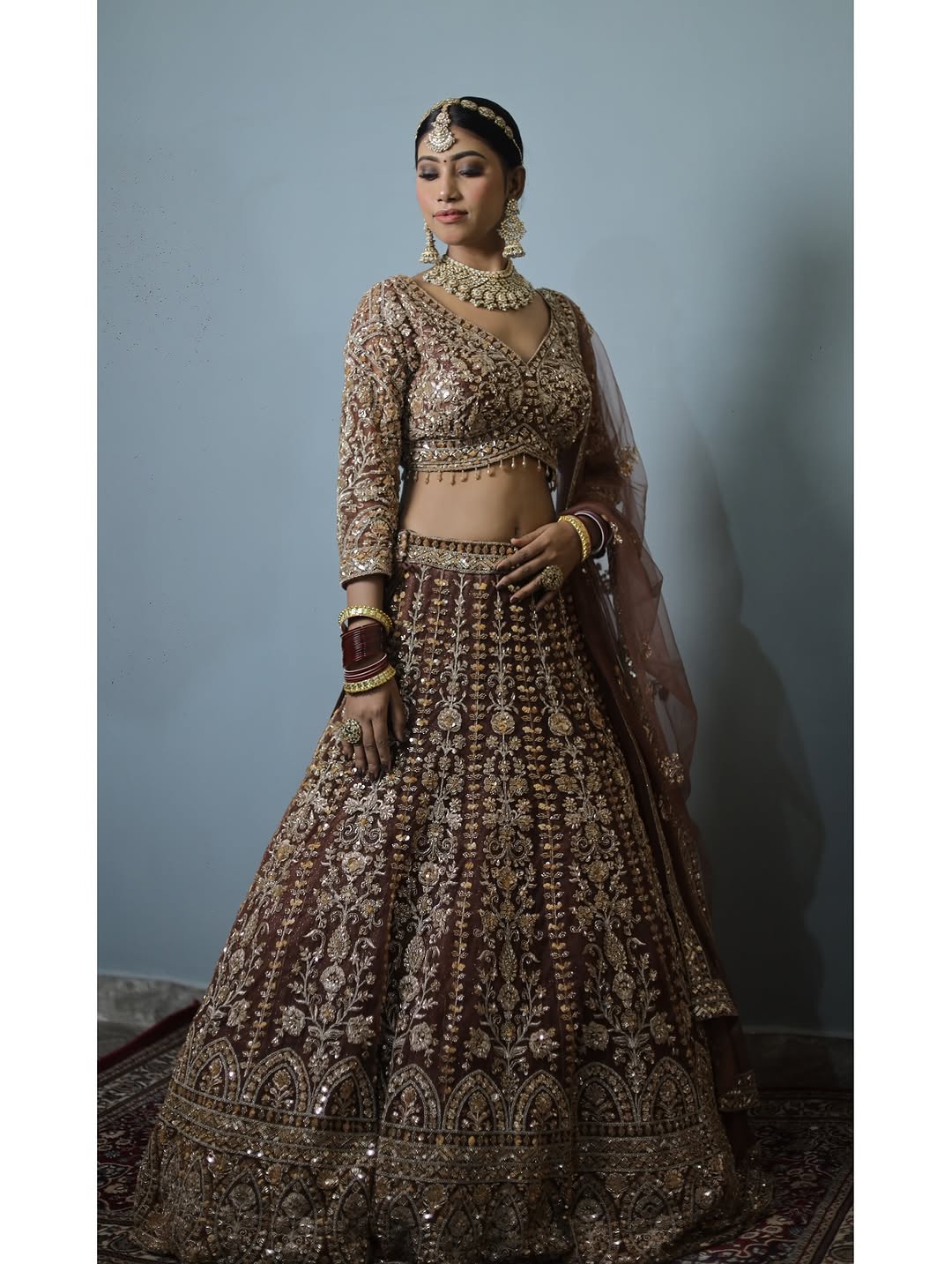 Tremendous light peach Crop top Lehenga Happy Customer