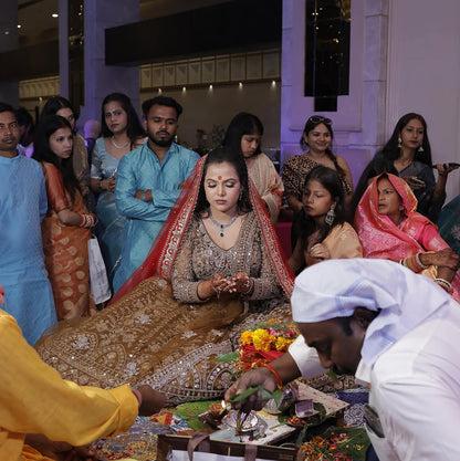 Tremendous light peach Crop top Lehenga Happy Customer