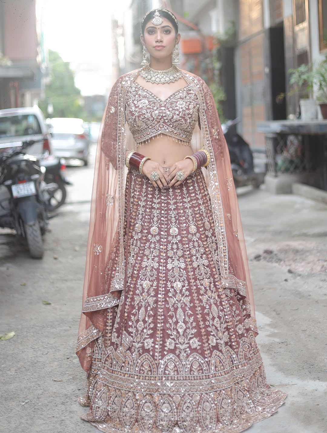 Tremendous light peach Crop top Lehenga Happy Customer