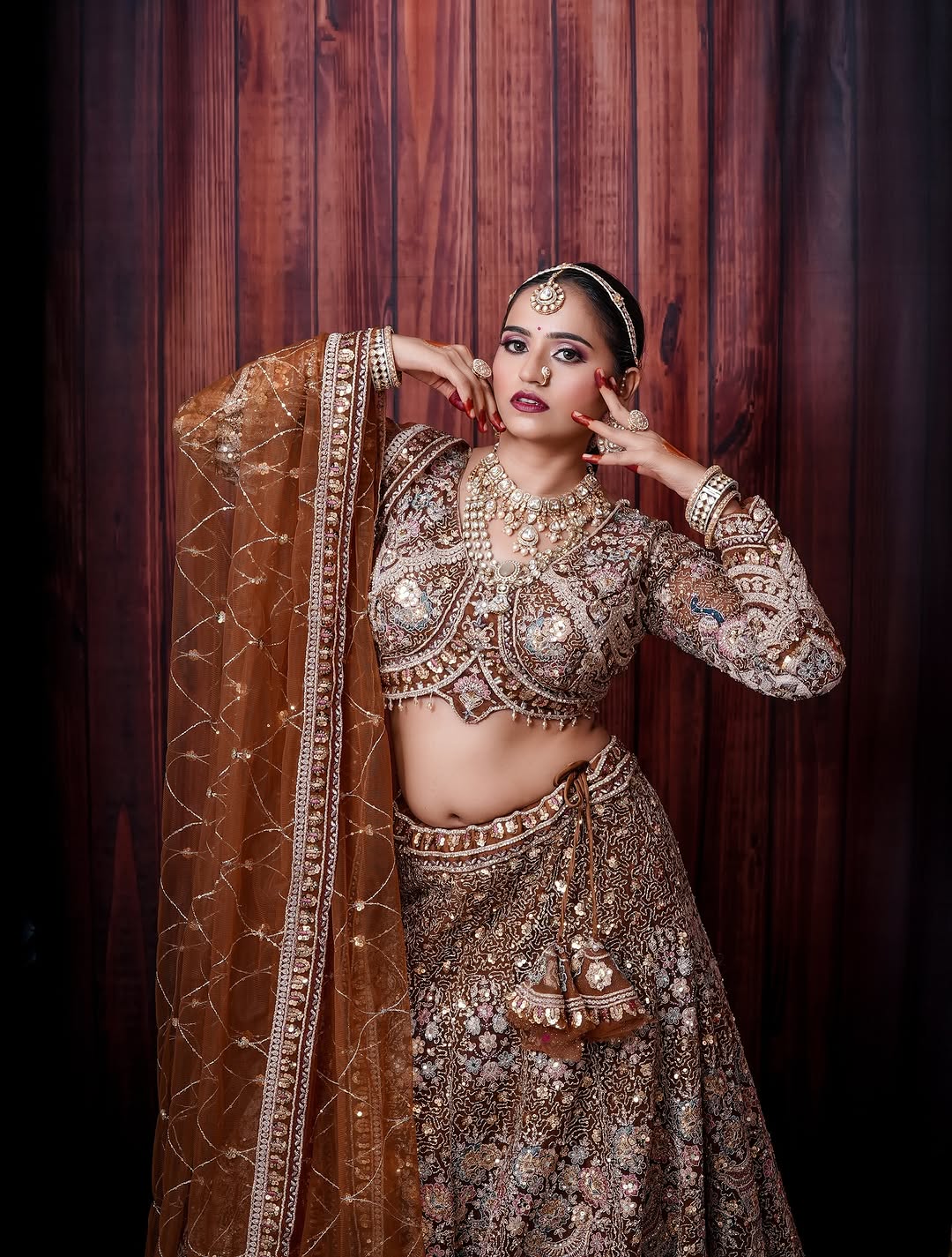 Something different Light pink peacock crop top Lehenga Happy Customer