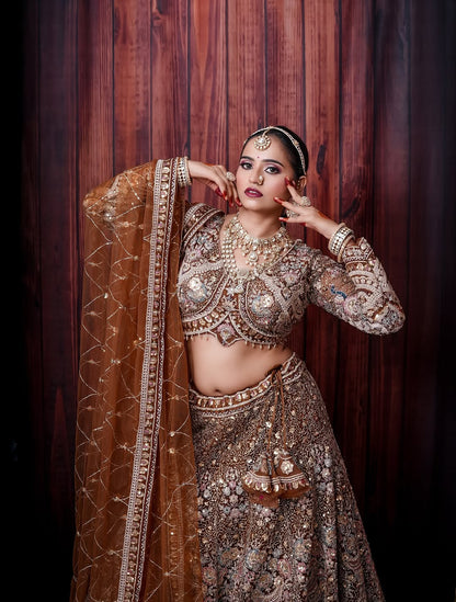 Something different Light pink peacock crop top Lehenga Happy Customer