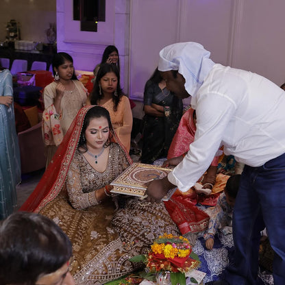 Tremendous light peach Crop top Lehenga Happy Customer