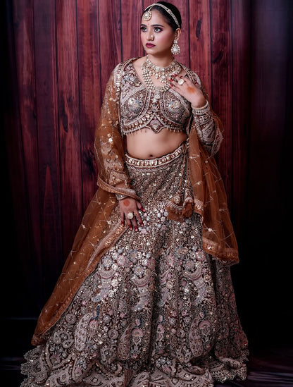 Something different Light pink peacock crop top Lehenga Happy Customer