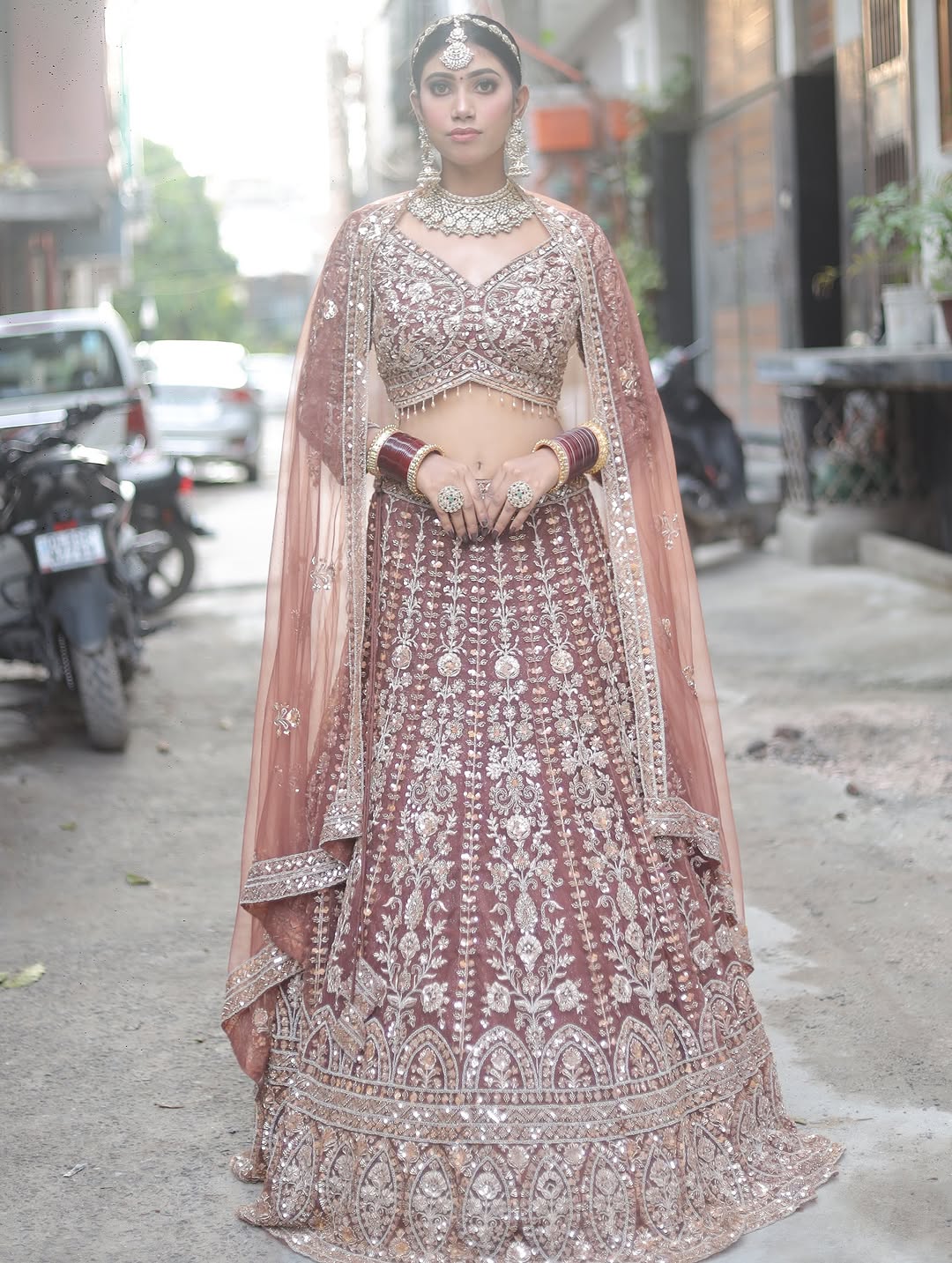 Tremendous light peach Crop top Lehenga Happy Customer