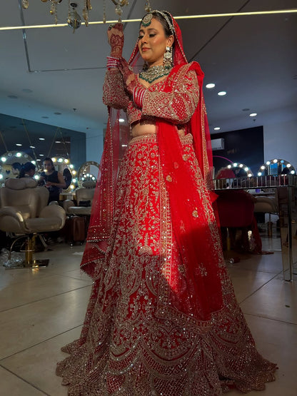 Fantastic Maroon red crop top Lehenga Happy Customer