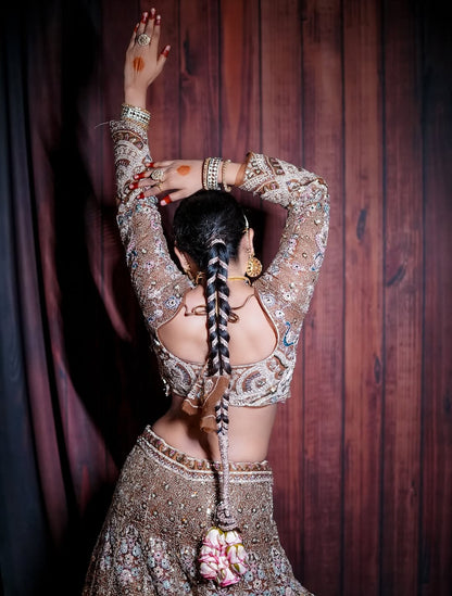 Something different Light pink peacock crop top Lehenga Happy Customer