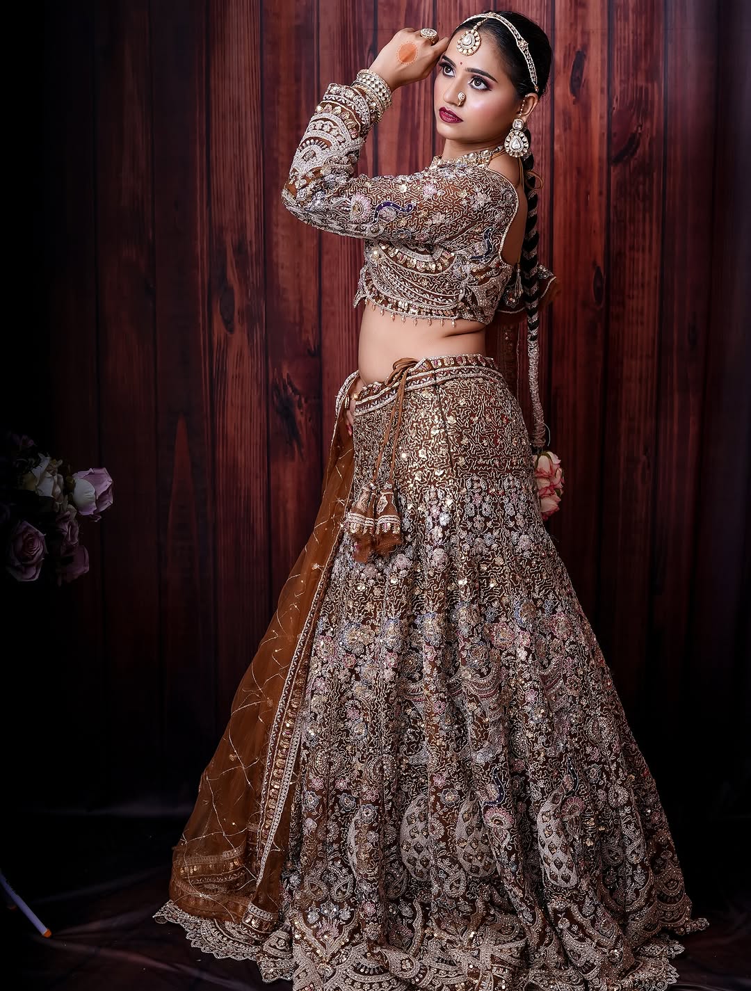 Something different Light pink peacock crop top Lehenga Happy Customer