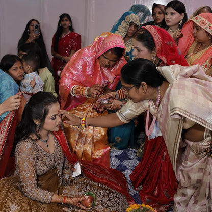 Tremendous light peach Crop top Lehenga Happy Customer