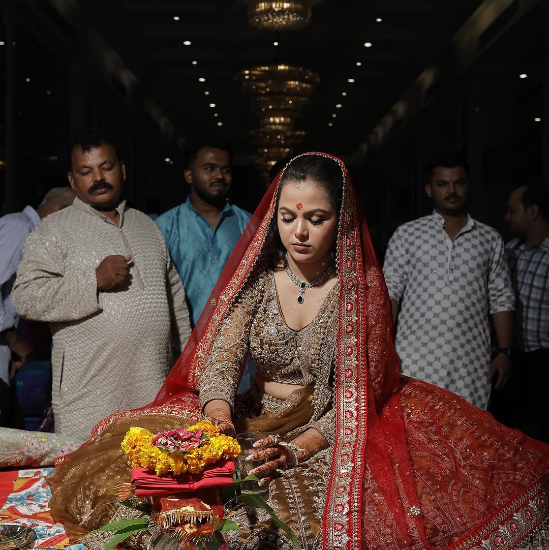 Tremendous light peach Crop top Lehenga Happy Customer
