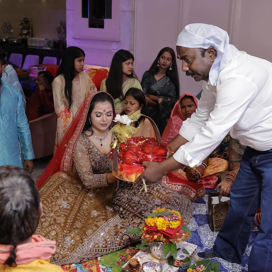 Tremendous light peach Crop top Lehenga Happy Customer